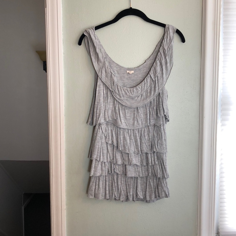 J Crew sz s grey ruffle top